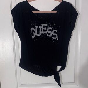 GUESS Black Short Sleeve Tee with Logo